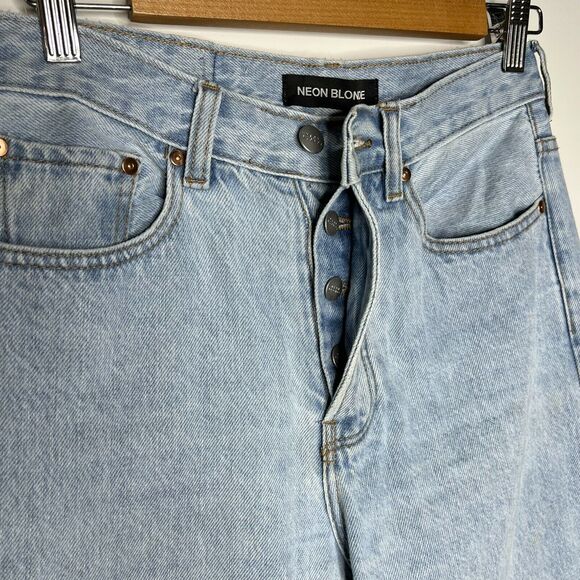 Neon Blonde Siren Mum Fit Button Fly Light Wash Size 25 - Picture 4 of 10